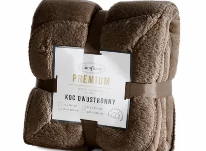 Koc jednokolorowy 170x210 TEDY ciemny brąz imitujący buklę