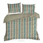 Pościel satynowa 160x200 SPRING 65 jasny brąz zielona z motywem kratki z kolekcji Classic - 7