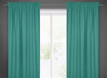 Zasłona na taśmie 135x270 LOGAN zaciemniająca turkusowa jednokolorowa z półmatowej tkaniny