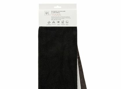 Komplet ściereczek 3x40x40 TIANA czarny biały z mikrofibry Design 91