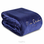 Koc akrylowy 220x240 CLARA 1 Pierre Cardin granatowy jednokolorowy z wyhaftowanym logo - 4