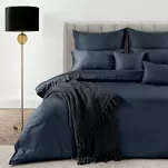Pościel z makosatyny 160x200 ELEGANT 1F Eva Minge ciemny granat z ozdobną kantą i haftem - 6