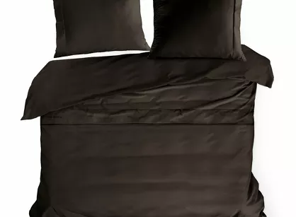 Pościel z makosatyny 220x200 ELEGANT 1G Eva Minge brązowa z ozdobną kantą i haftem