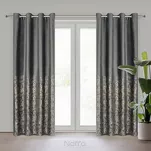 Zasłona na przelotkach 140x250 TORI welwetowa grafitowa z szampańskim wzorem gałązek - 8