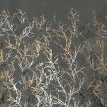 Zasłona na przelotkach 140x250 TORI welwetowa grafitowa z szampańskim wzorem gałązek - 2