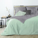 Pościel satynowa 160x200 NOVA 3 dwukolorowa gładka srebrna miętowa - 2