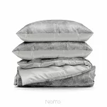 Pościel satynowa 160x200 SPRING 71 srebrna stalowa z wzorem marmurkowym z kolekcji Classic - 2