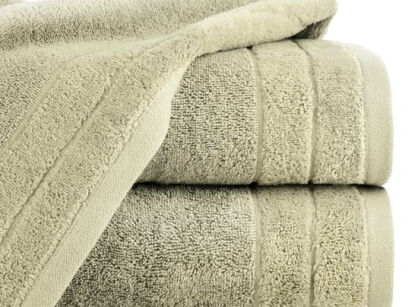 Ręcznik bawełniany 70x140 DAMLA beżowy gładki z subtelną bordiurą