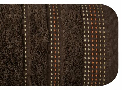 Ręcznik 70x140 POLA brązowy z kolorową bordiurą zakończoną stebnowaniem 500 g/m2