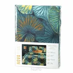 Pościel satynowa 220x200 NIKA 30 ciemny turkus z miodowym wzorem wyrazistych liści lilii wodnej z kolekcji Nova Print - 2