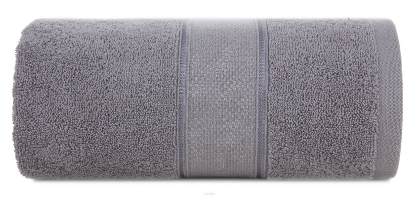 Ręcznik bawełniany 70x140 LIANA srebrny zdobiony bordiurą z błyszczącą nicią