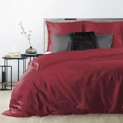 Pościel satynowa 140x200 DINA jednokolorowa gładka ciemna czerwień z kolekcji Diva Line