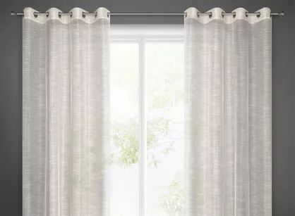 Firana na przelotkach 140x250 RACHEL naturalna zdobiona błyszczącą nicią