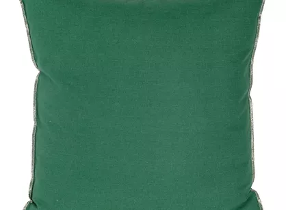 Poszewka jednokolorowa 45x45 LEN 4B ciemna zieleń z dodatkiem lnu obszyta złotą nicią