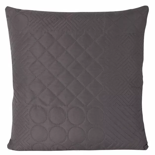 Poszewka jednokolorowa 40x40 BONI 5 grafitowa pikowana w geometryczny wzór Design 91
