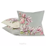 Poszewka gobelinowa 45x45 1214 popielata z wzorem różowych kwiatów magnolii - 2