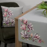 Poszewka gobelinowa 45x45 1214 popielata z wzorem różowych kwiatów magnolii - 4