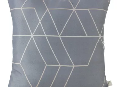 Poszewka 40x40 GEO 2 stalowa z beżowym wzorem geometrycznym