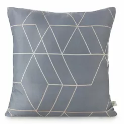 Poszewka 40x40 GEO 2 stalowa z beżowym wzorem geometrycznym