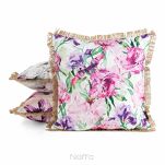 Poszewka na taras 45x45 GARDEN 34 różowa wodoodporna fioletowy styl kwiatowy z frędzlami - 2