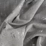 Zasłona na taśmie 140x270 INES srebrna w stylu eko z dodatkiem lnu z przecieranym delikatnym nadrukiem - 3