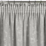 Zasłona na taśmie 140x270 INES srebrna w stylu eko z dodatkiem lnu z przecieranym delikatnym nadrukiem - 7