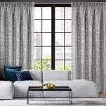 Zasłona na taśmie 140x270 INES srebrna w stylu eko z dodatkiem lnu z przecieranym delikatnym nadrukiem - 10