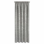 Zasłona na taśmie 140x270 INES srebrna w stylu eko z dodatkiem lnu z przecieranym delikatnym nadrukiem - 12