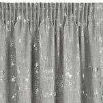 Zasłona na taśmie 140x270 INES srebrna w stylu eko z dodatkiem lnu z przecieranym delikatnym nadrukiem - 4