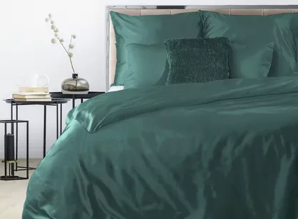 Pościel satynowa 160x200 NOVA 3 jednokolorowa gładka zielona