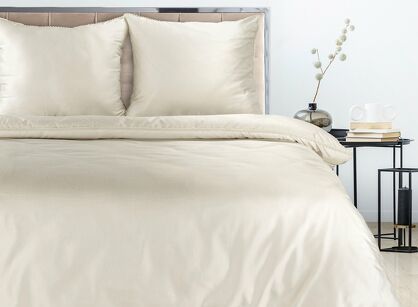 Pościel satyna bawełniana 160x200 LINDA kremowa zdobiona delikatną koronką z kolekcji Nova Style