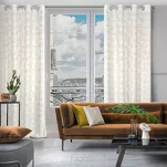 Zasłona na przelotkach 140x250 MARIGOLD zaciemniająca biała ze złotym nadrukiem liści lilii wodnej - 11