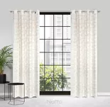 Zasłona na przelotkach 140x250 MARIGOLD zaciemniająca biała ze złotym nadrukiem liści lilii wodnej - 5