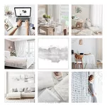 Zasłona na przelotkach 140x250 MARIGOLD zaciemniająca biała ze złotym nadrukiem liści lilii wodnej - 13