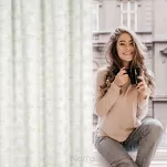 Zasłona na przelotkach 140x250 MARIGOLD zaciemniająca biała ze złotym nadrukiem liści lilii wodnej - 16