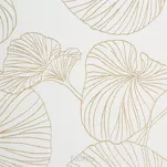 Zasłona na przelotkach 140x250 MARIGOLD zaciemniająca biała ze złotym nadrukiem liści lilii wodnej - 2