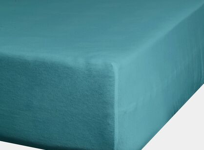 Prześcieradło z satyny bawełnianej z gumką NOVA 3 turkusowe 100x200