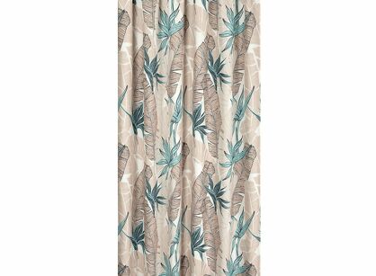 Zasłona na taras 155x200 GARDEN 8 w tunelu miętowa wodoodporna z beżowym wzorem liścia bananowca