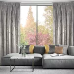 Zasłona na taśmie 140x270 RENIA welwetowa stalowa z szampańskim przecieranym wzorem - 11