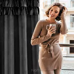 Zasłona na przelotkach 140x250 AURA welwetowa czarna jednokolorowa zdobiona w górnej części falbanami - 9