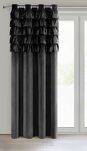 Zasłona na przelotkach 140x250 AURA welwetowa czarna jednokolorowa zdobiona w górnej części falbanami - 8