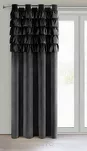 Zasłona na przelotkach 140x250 AURA welwetowa czarna jednokolorowa zdobiona w górnej części falbanami - 8