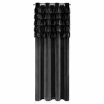 Zasłona na przelotkach 140x250 AURA welwetowa czarna jednokolorowa zdobiona w górnej części falbanami - 7