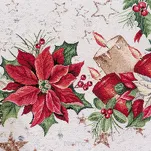 Nakładka świąteczna 100x100 1270 gobelinowa naturalna z wzorem gwiazdy betlejemskiej - 2