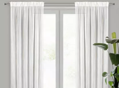 Firana na taśmie 140x270 ASTRA biała z szyfonu z szampańskim nieregularnym nadrukiem