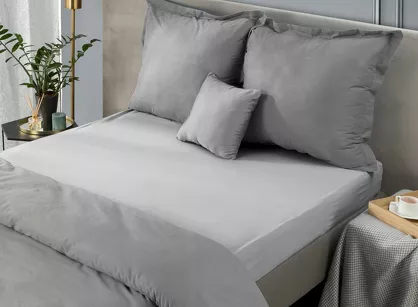 Prześcieradło z bawełny jersey z gumką srebrne 180x200 Design 91