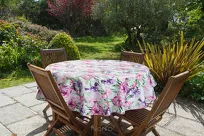 Obrus na taras fi 150 GARDEN 34 różowy wodoodporny fioletowy styl kwiatowy - 2