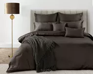 Pościel z makosatyny 160x200 ELEGANT 1G Eva Minge brązowa z ozdobną kantą i haftem - 6
