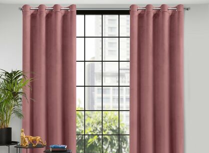 Zasłona na przelotkach 140x250 MELANIE welwetowaciemny róż o aksamitnej strukturze