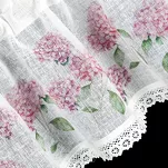 Zazdrostka gotowa w tunelu 150x30 MONA biała z etaminy z wzorem różowych kwiatów i bawełnianą koronką - 6